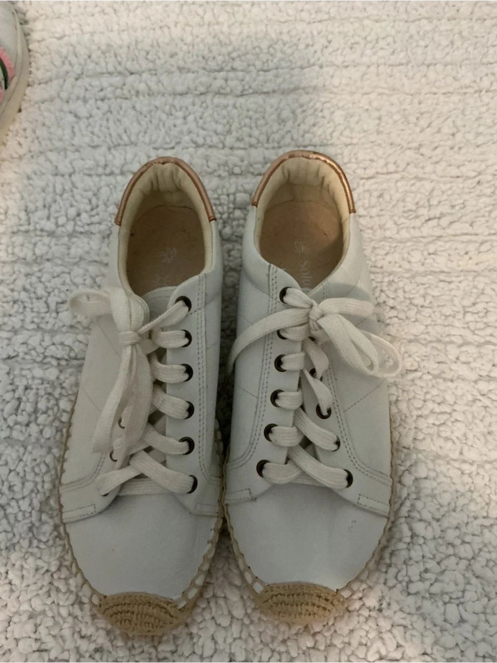 Soludos Creamy White Women's Espadrille Sneaker with Natural Heel Accent